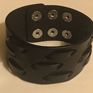 Mens Black Leather Bracelet